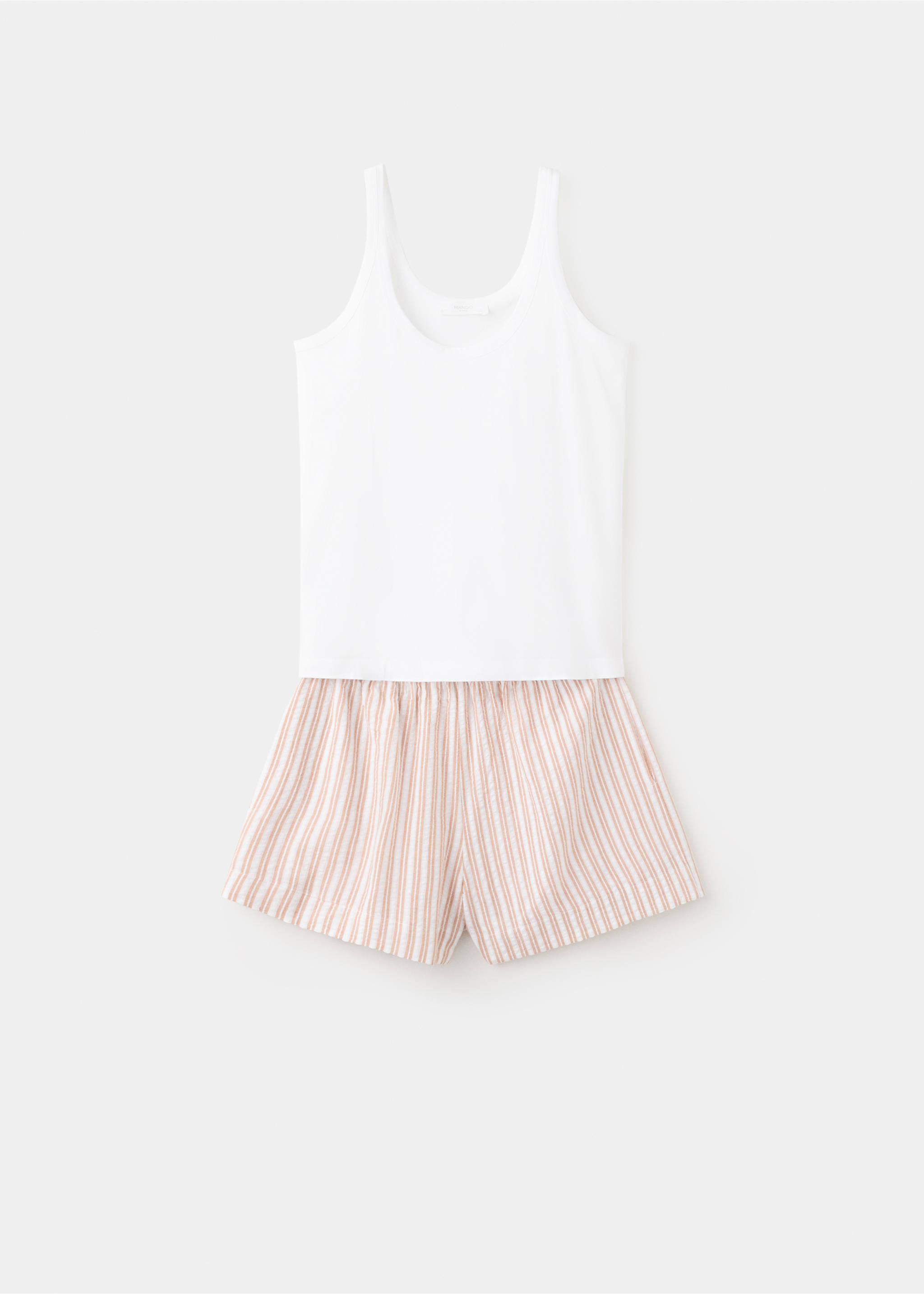 Two-piece cotton striped pyjamas with straps - Article without model, Russet. Ref: 27051217-00.