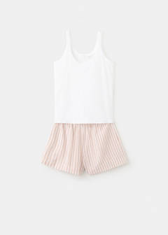 Two-piece cotton striped pyjamas with straps — Russet 6