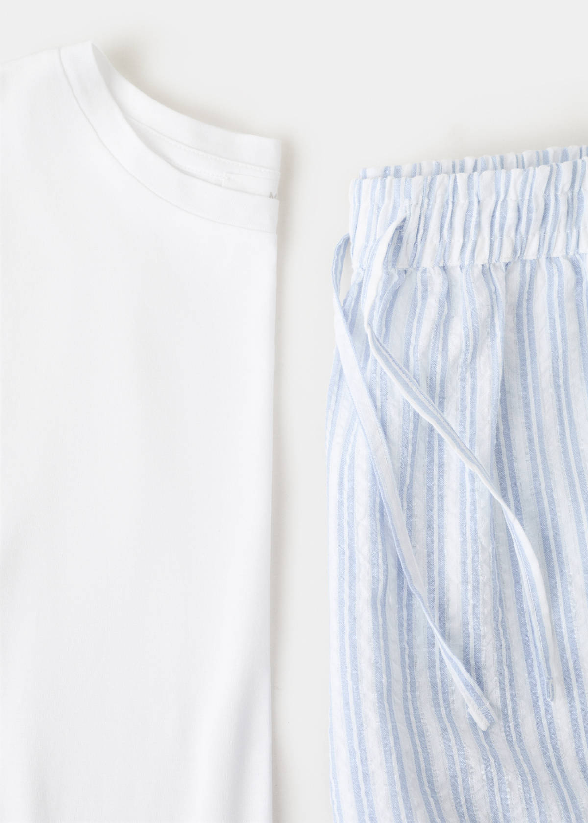 Two-piece short-sleeved cotton striped pyjamas — Blue