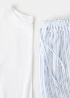 Two-piece short-sleeved cotton striped pyjamas — Blue 8