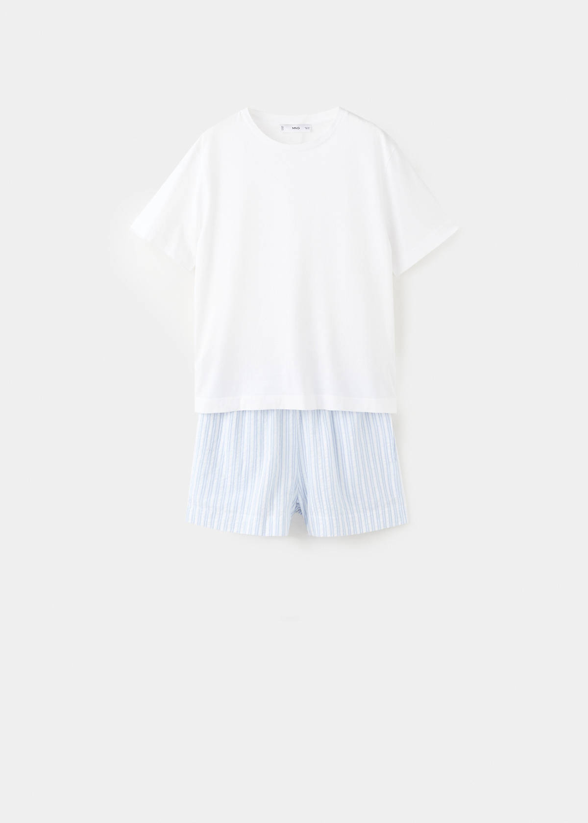 Two-piece short-sleeved cotton striped pyjamas — Blue