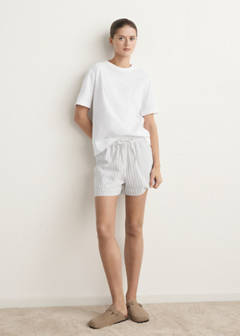 Two-piece short-sleeved cotton striped pyjamas — Grey 2