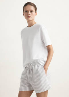 Two-piece short-sleeved cotton striped pyjamas — Grey 4