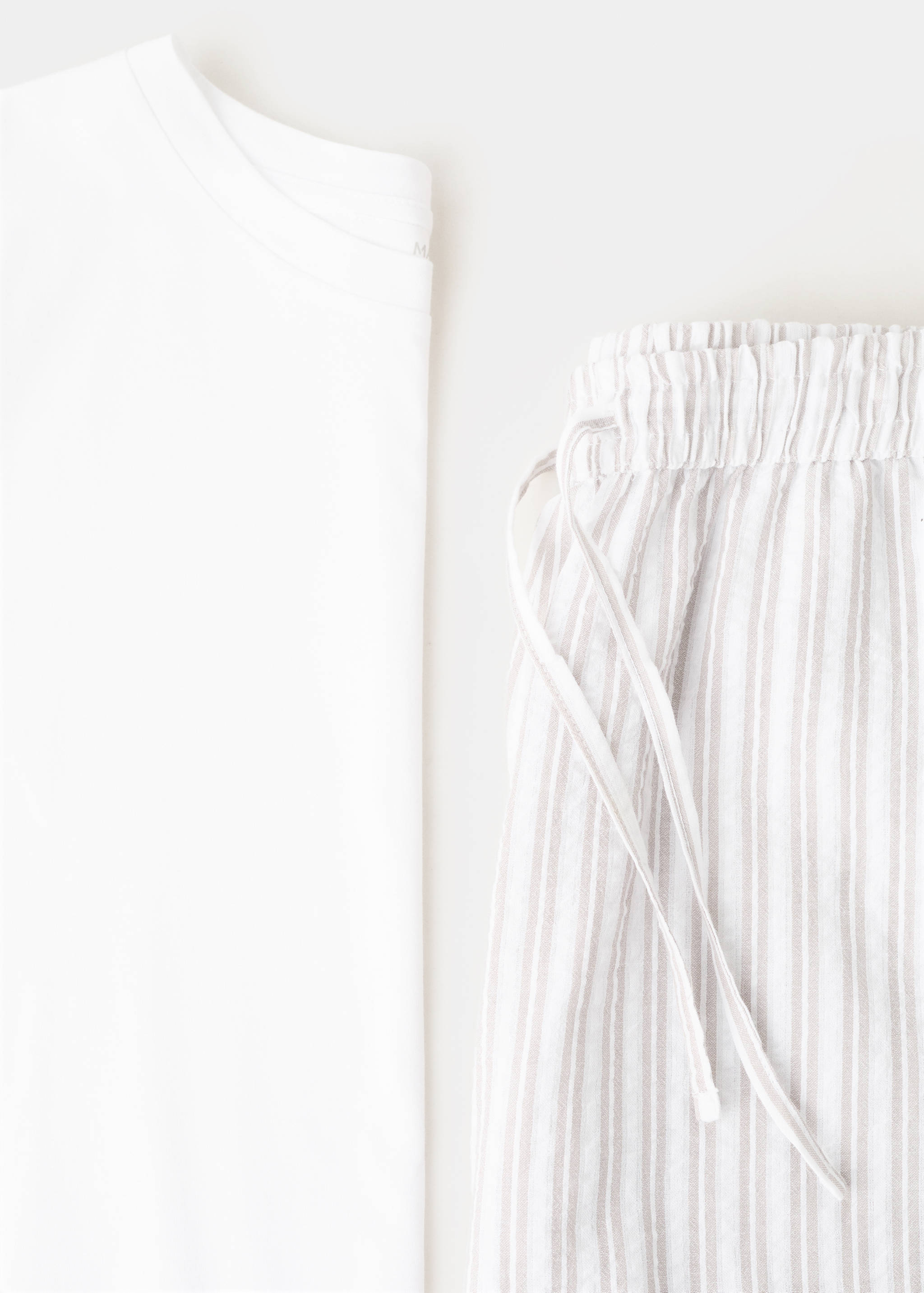 Пижамный комплект из хлопка в полоску с короткими рукавами - Деталь изделия 8