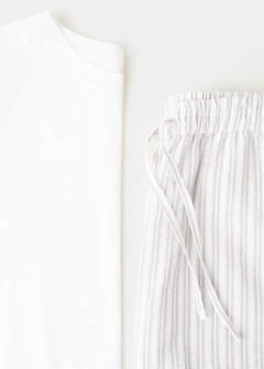Two-piece short-sleeved cotton striped pyjamas — Grey 7