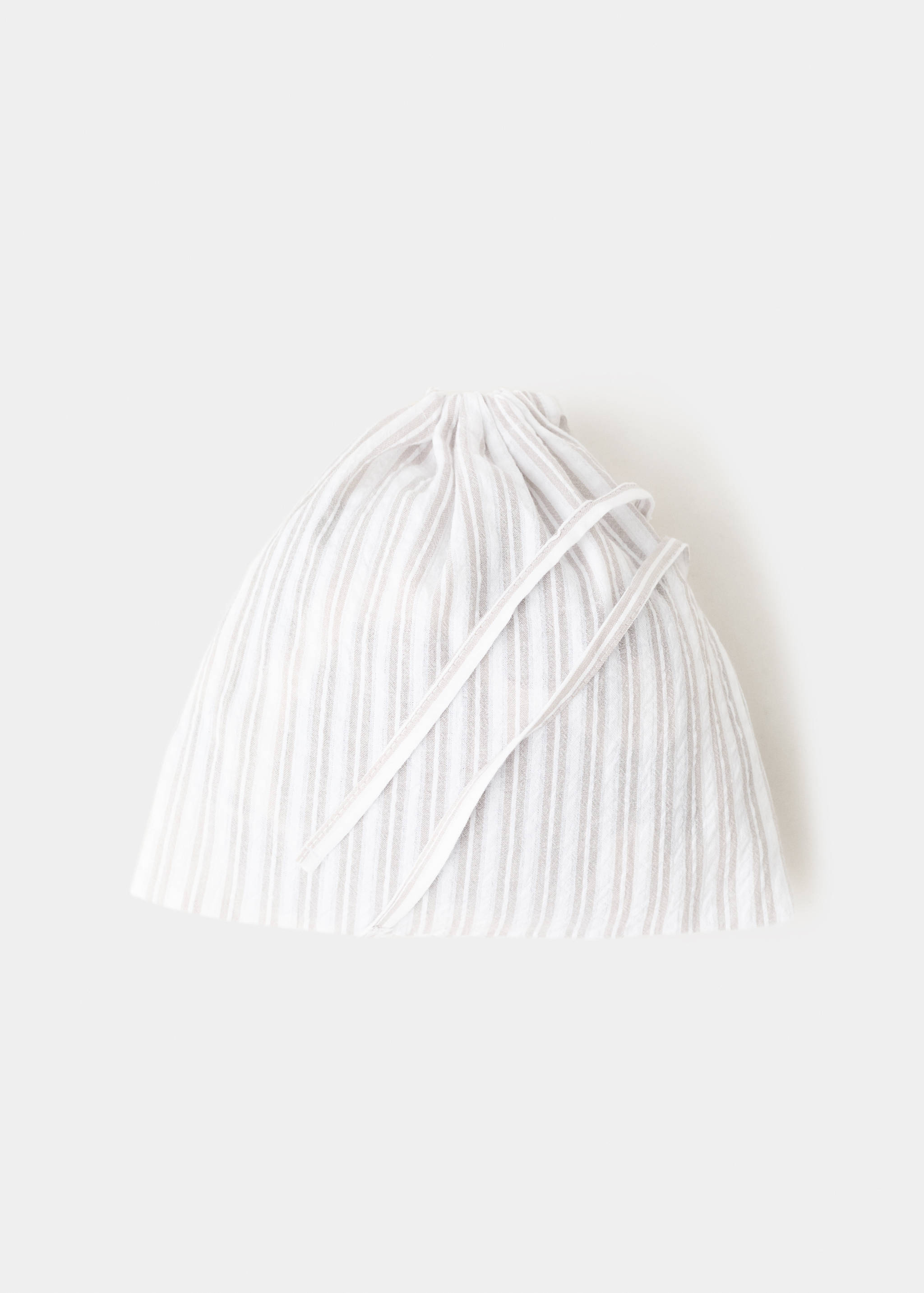 Пижамный комплект из хлопка в полоску с короткими рукавами - Деталь изделия 0