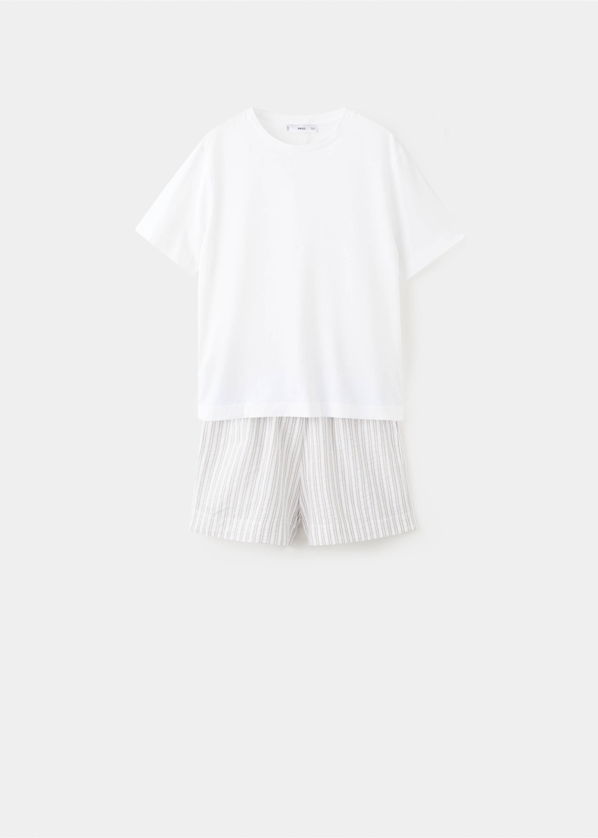 Two-piece short-sleeved cotton striped pyjamas - Article without model, Grey. Ref: 27051218-00.