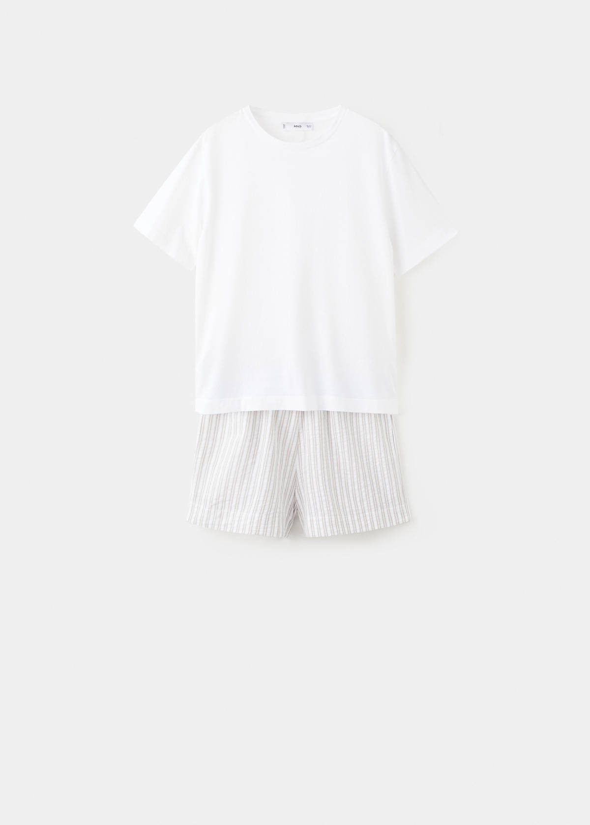 Two-piece short-sleeved cotton striped pyjamas — Grey