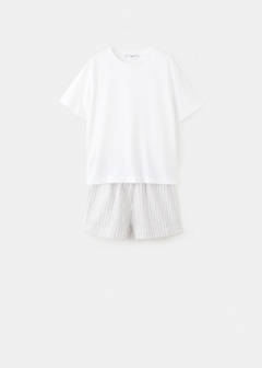 Two-piece short-sleeved cotton striped pyjamas — Grey 6