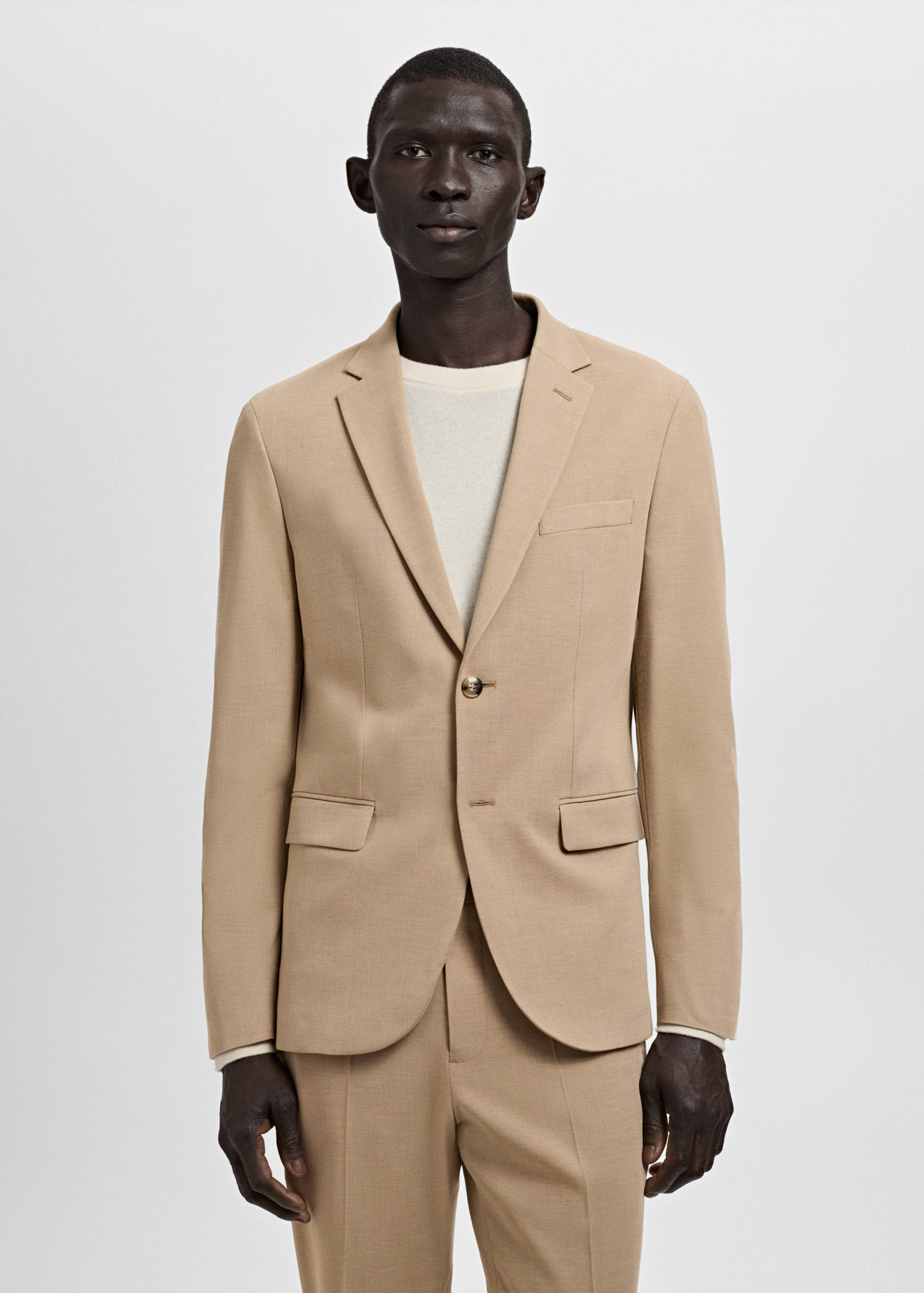 弹力面料超修身西装夹克 - null