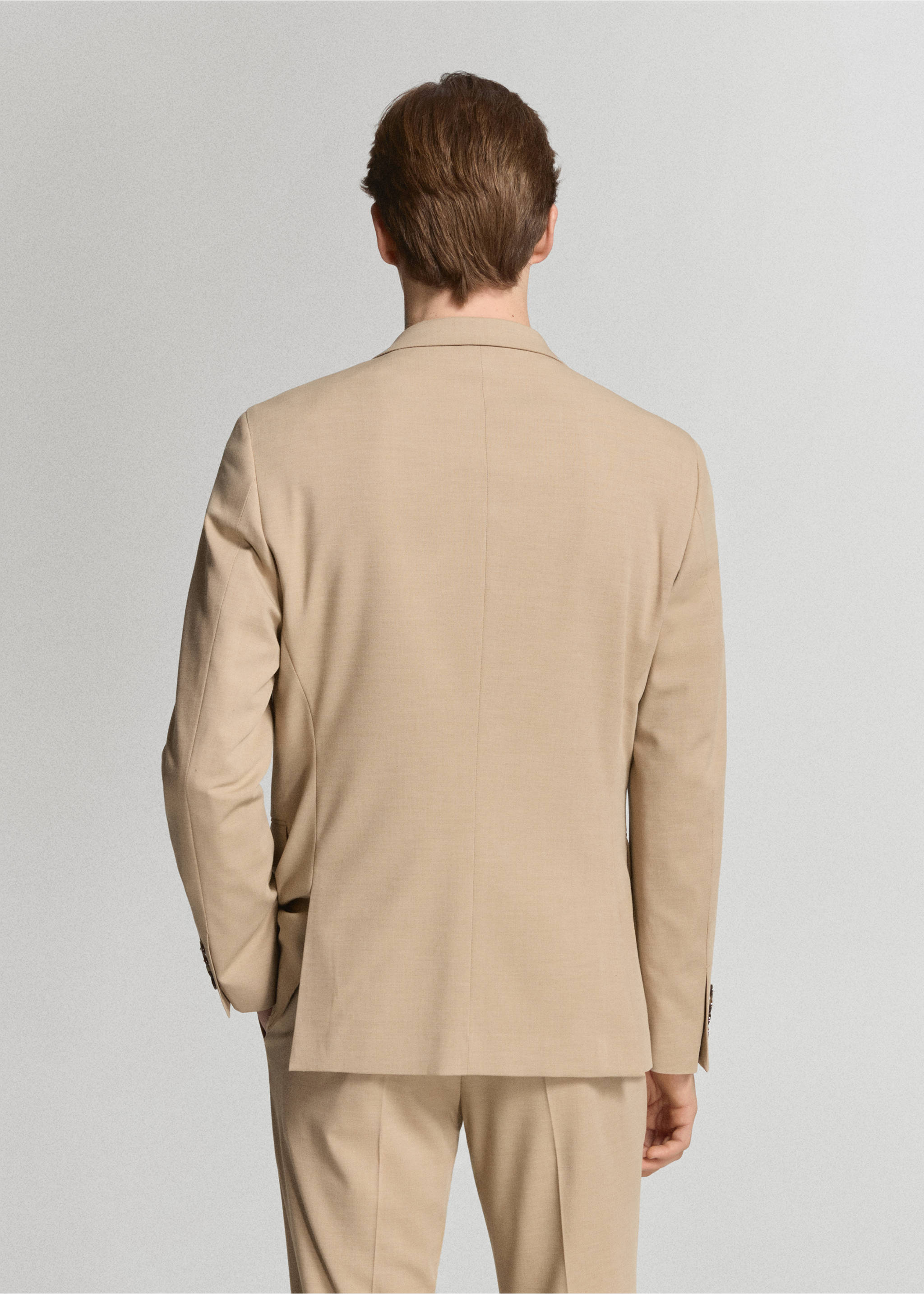 Super slim-fit suit jacket in stretch fabric - Reverse of the article, Beige. Ref: 27051225-01.