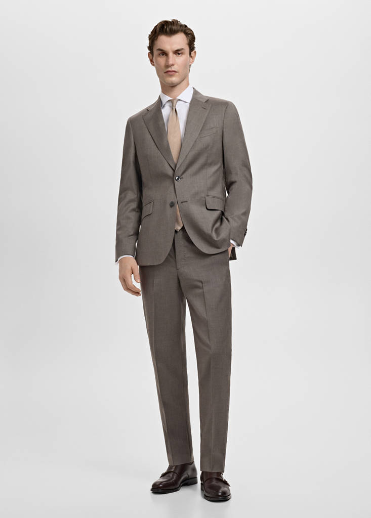 Venice 100% virgin wool suit jacket — Medium Brown