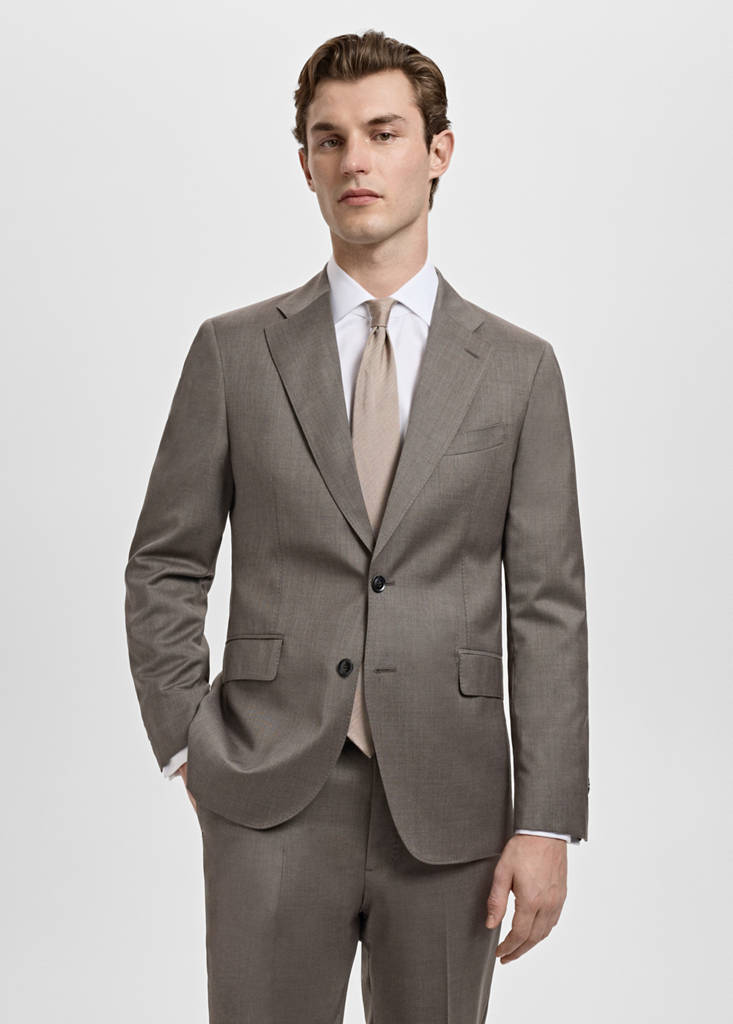 Venice 100% virgin wool suit jacket — Medium Brown