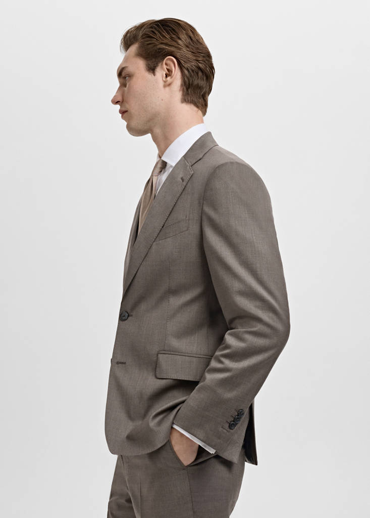 Venice 100% virgin wool suit jacket — Medium Brown