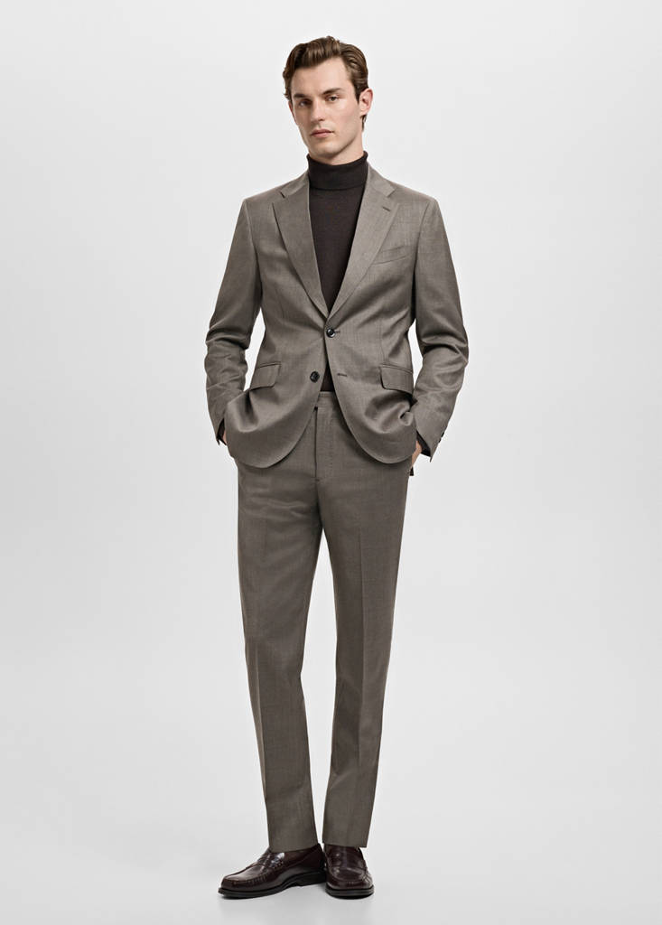 Venice 100% virgin wool suit jacket — Medium Brown