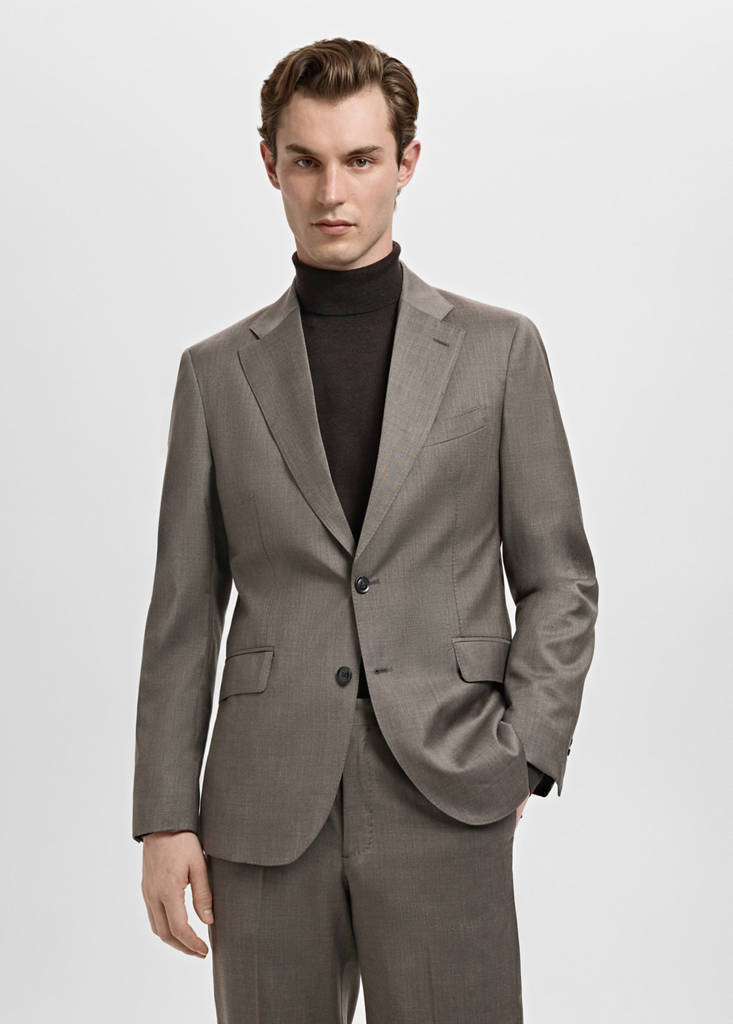 Venice 100% virgin wool suit jacket — Medium Brown