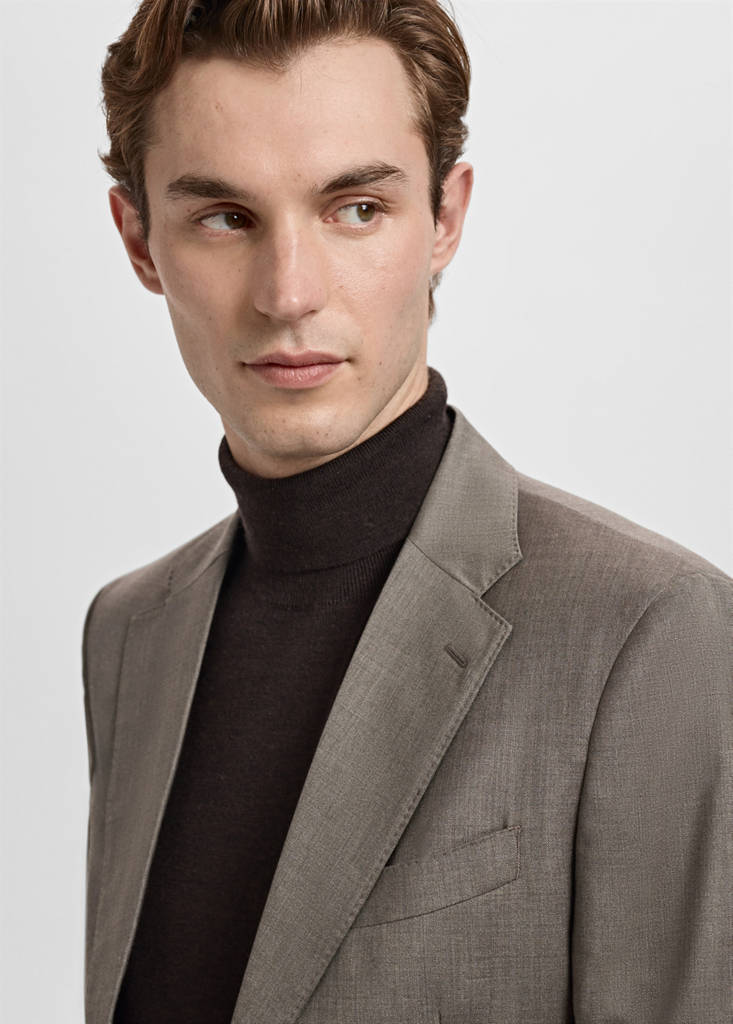 Venice 100% virgin wool suit jacket — Medium Brown