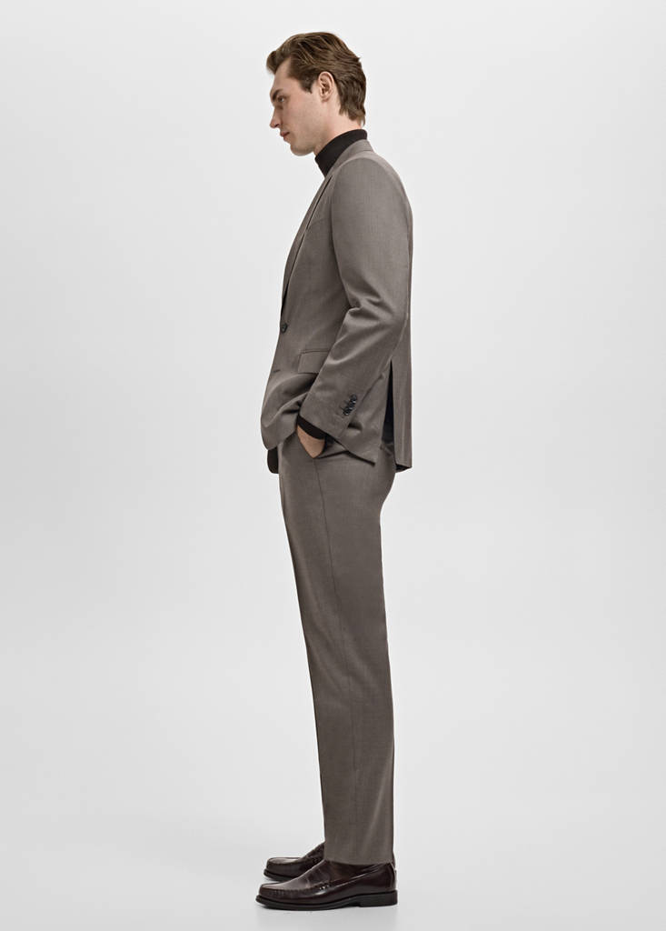Venice 100% virgin wool suit jacket — Medium Brown