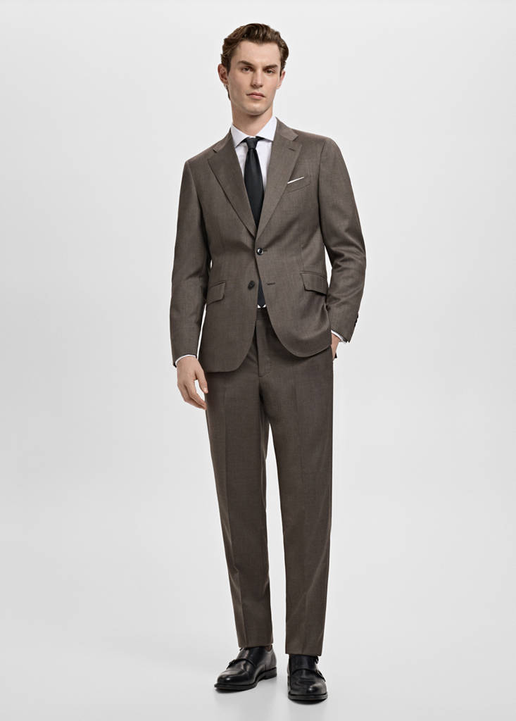 Venice 100% virgin wool suit jacket — Medium Brown