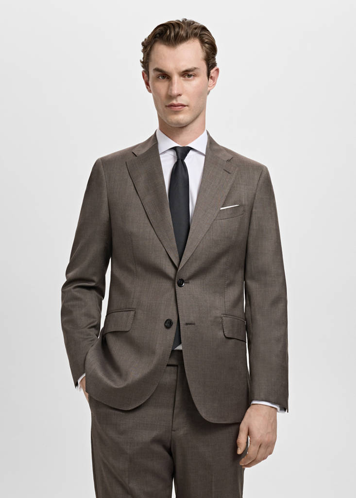 Venice 100% virgin wool suit jacket — Medium Brown