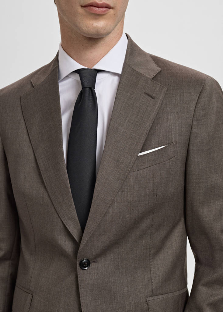 Venice 100% virgin wool suit jacket — Medium Brown