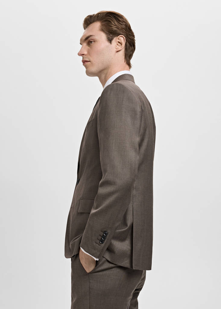 Venice 100% virgin wool suit jacket — Medium Brown