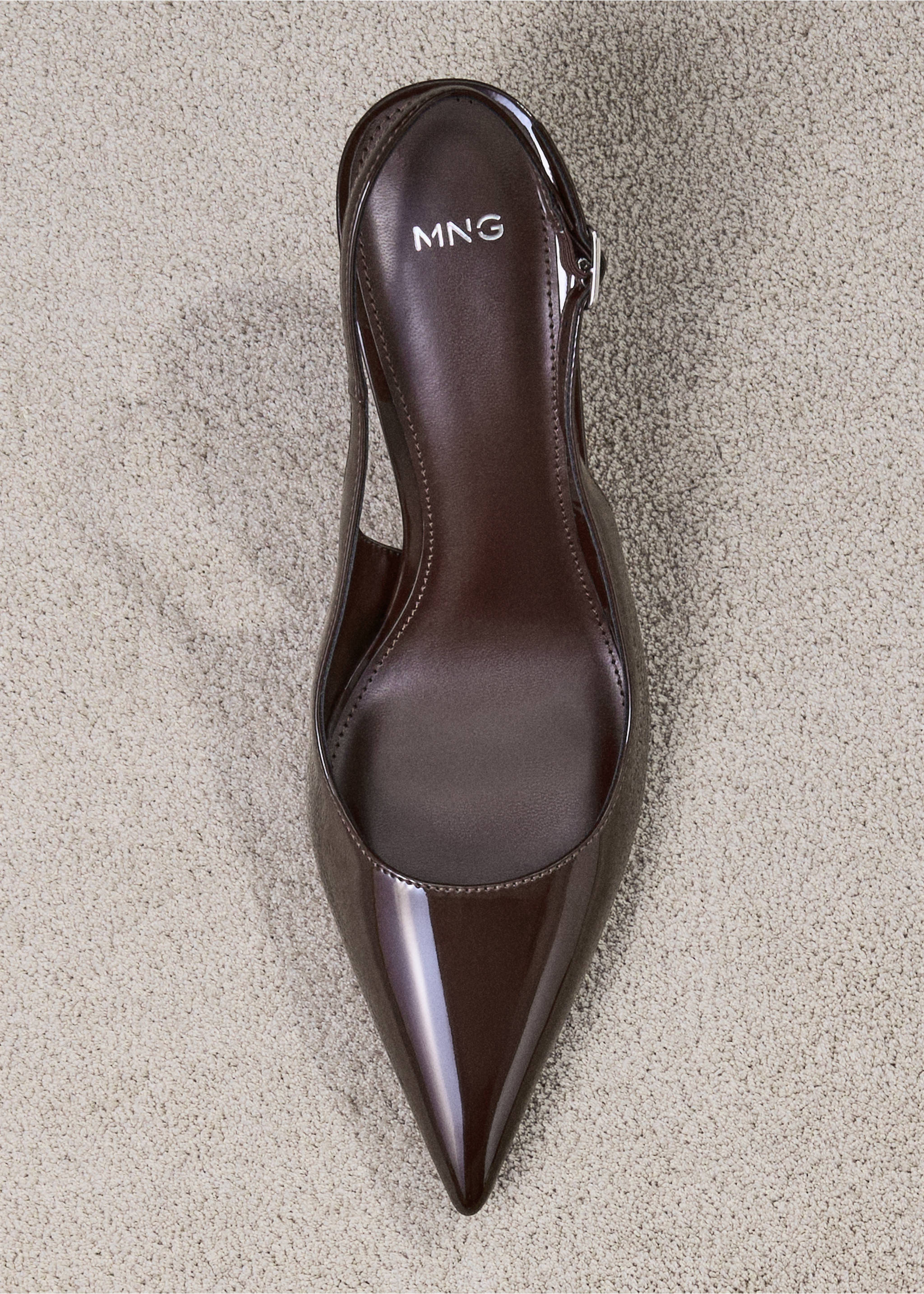 Patent heeled shoes - Details of the article 7, Chocolate. Ref: 27051228-00.