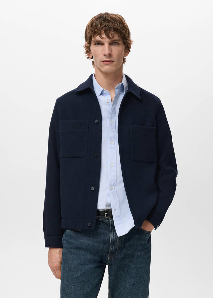 Wool-blend jacket with pockets — Navy