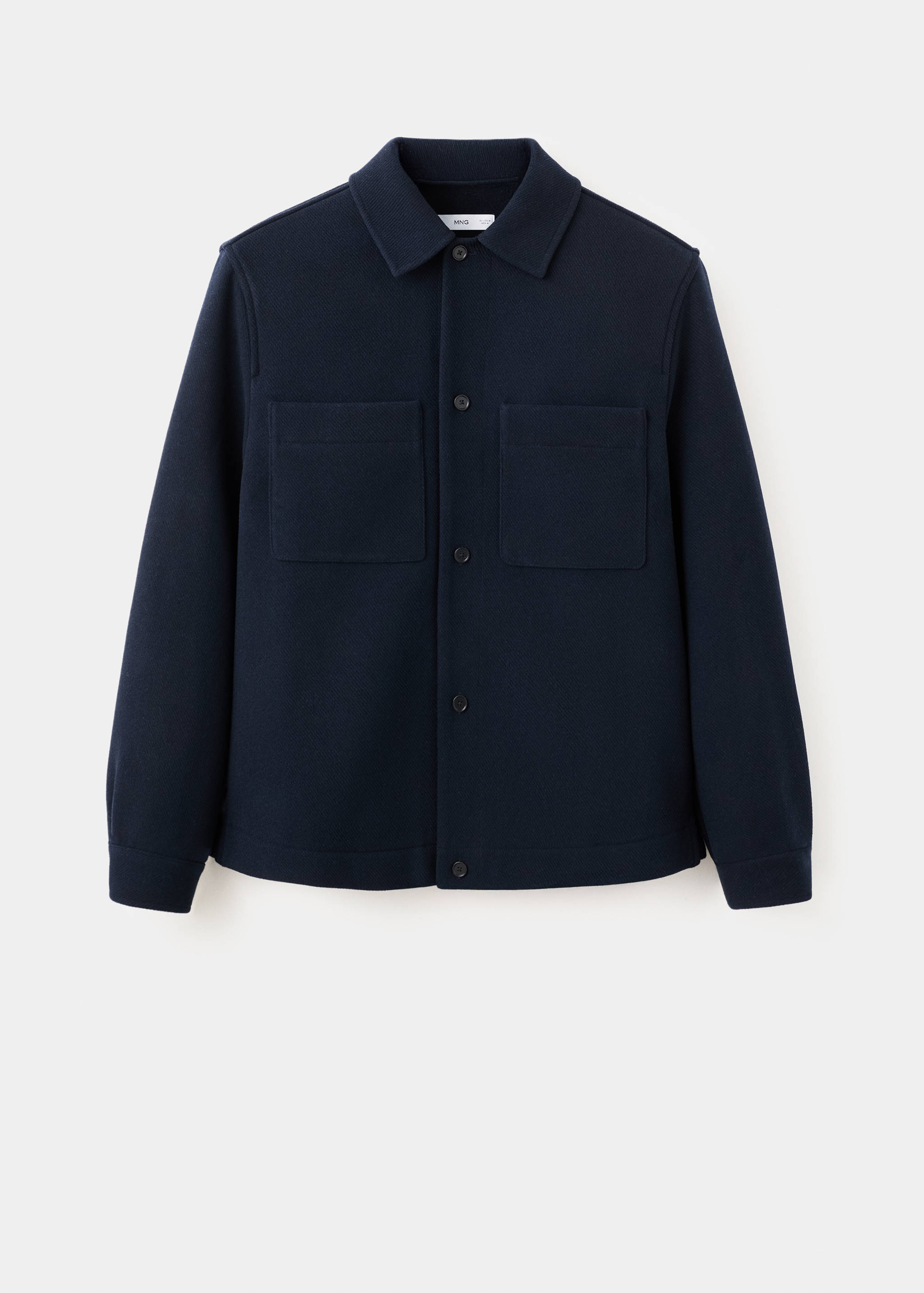 口袋羊毛混纺夹克 - null