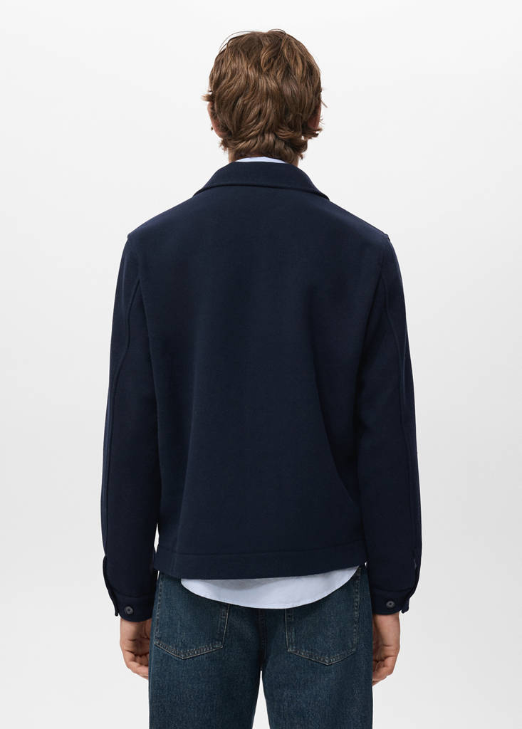 Wool-blend jacket with pockets — Navy