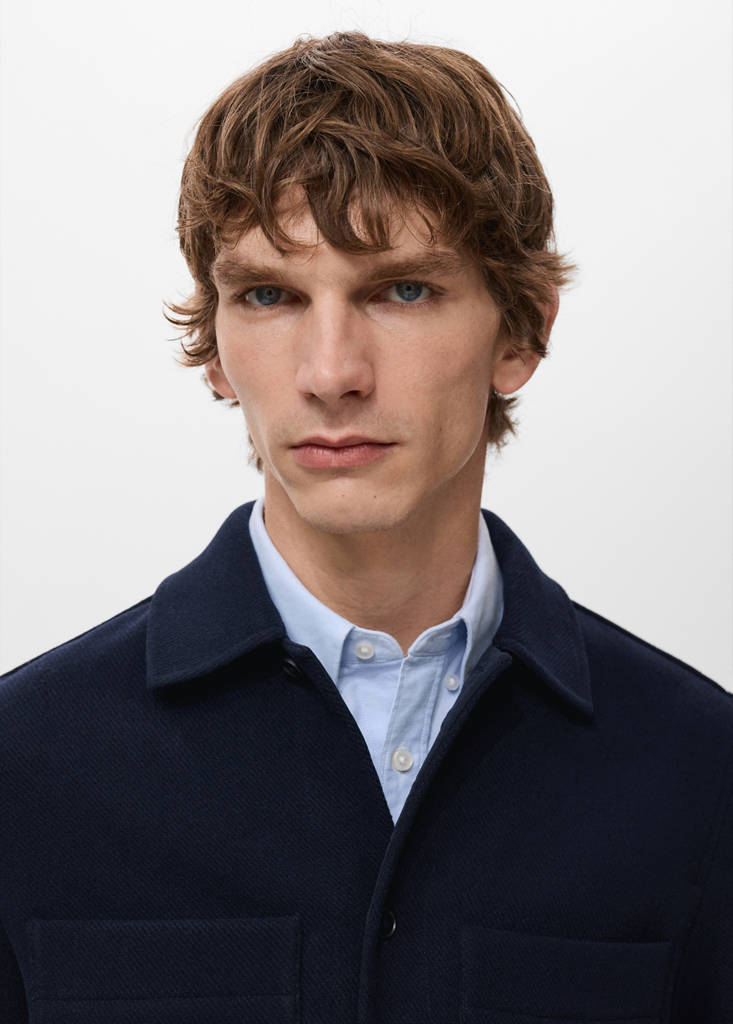 Wool-blend jacket with pockets — Navy