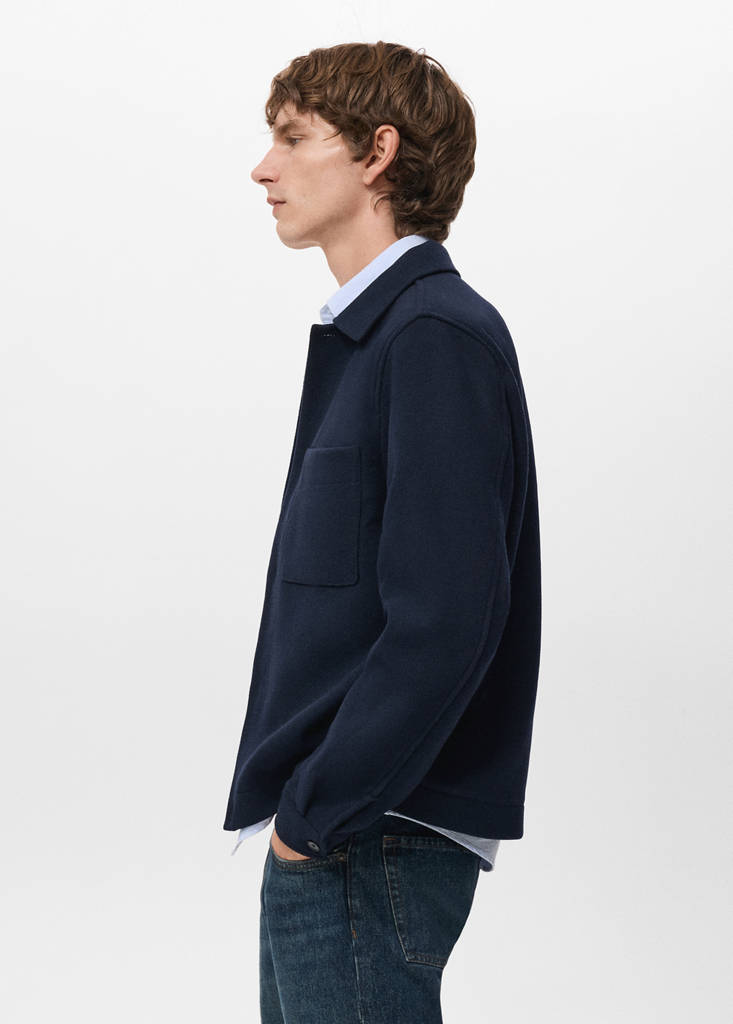 Wool-blend jacket with pockets — Navy