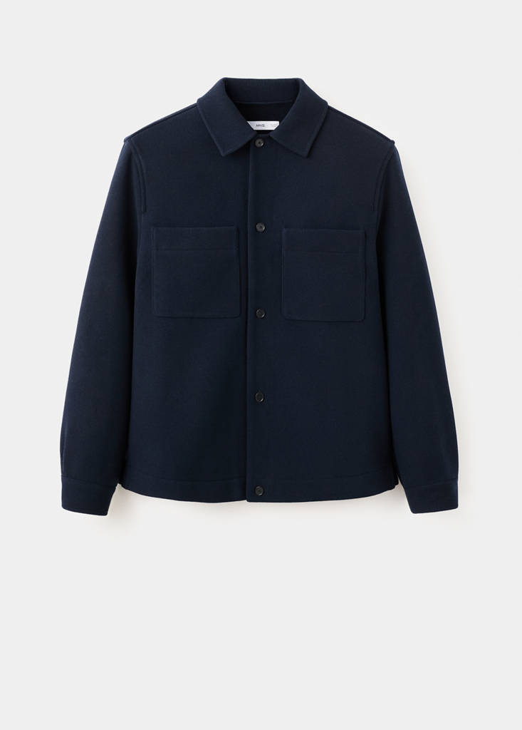 Wool-blend jacket with pockets — Navy