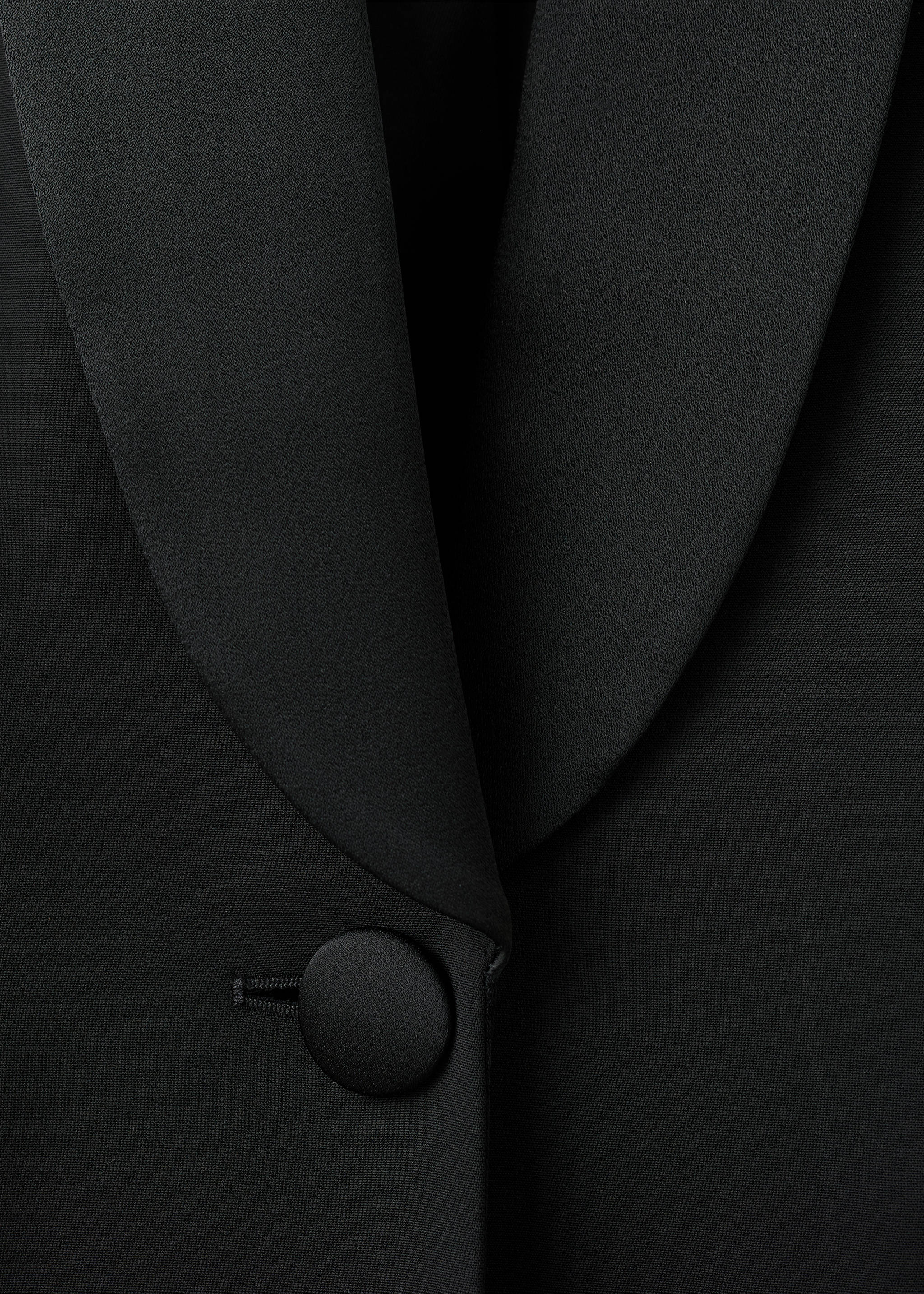 Satin jacket with lapels - Details of the article 8, Black. Ref: 27051233-00.
