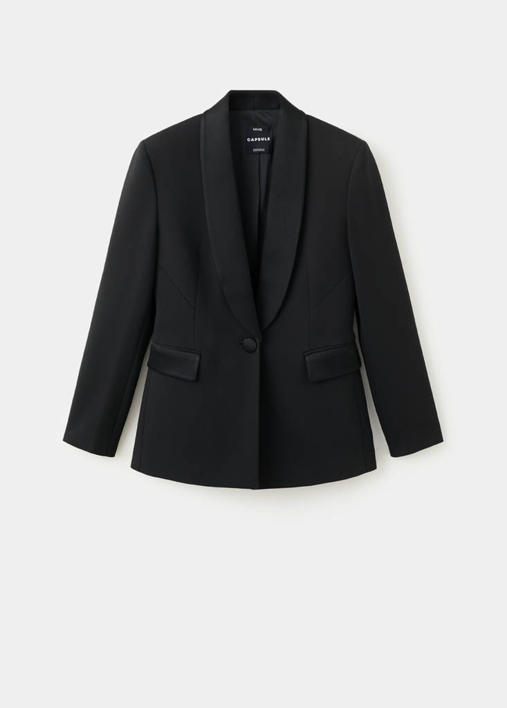 Satin jacket with lapels — Black