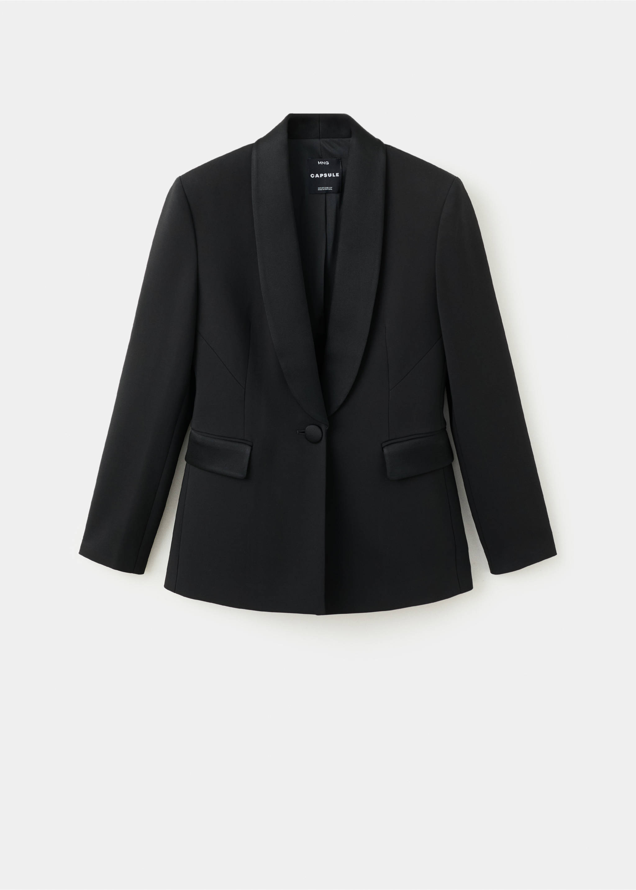 Satin jacket with lapels - Article without model, Black. Ref: 27051233-00.