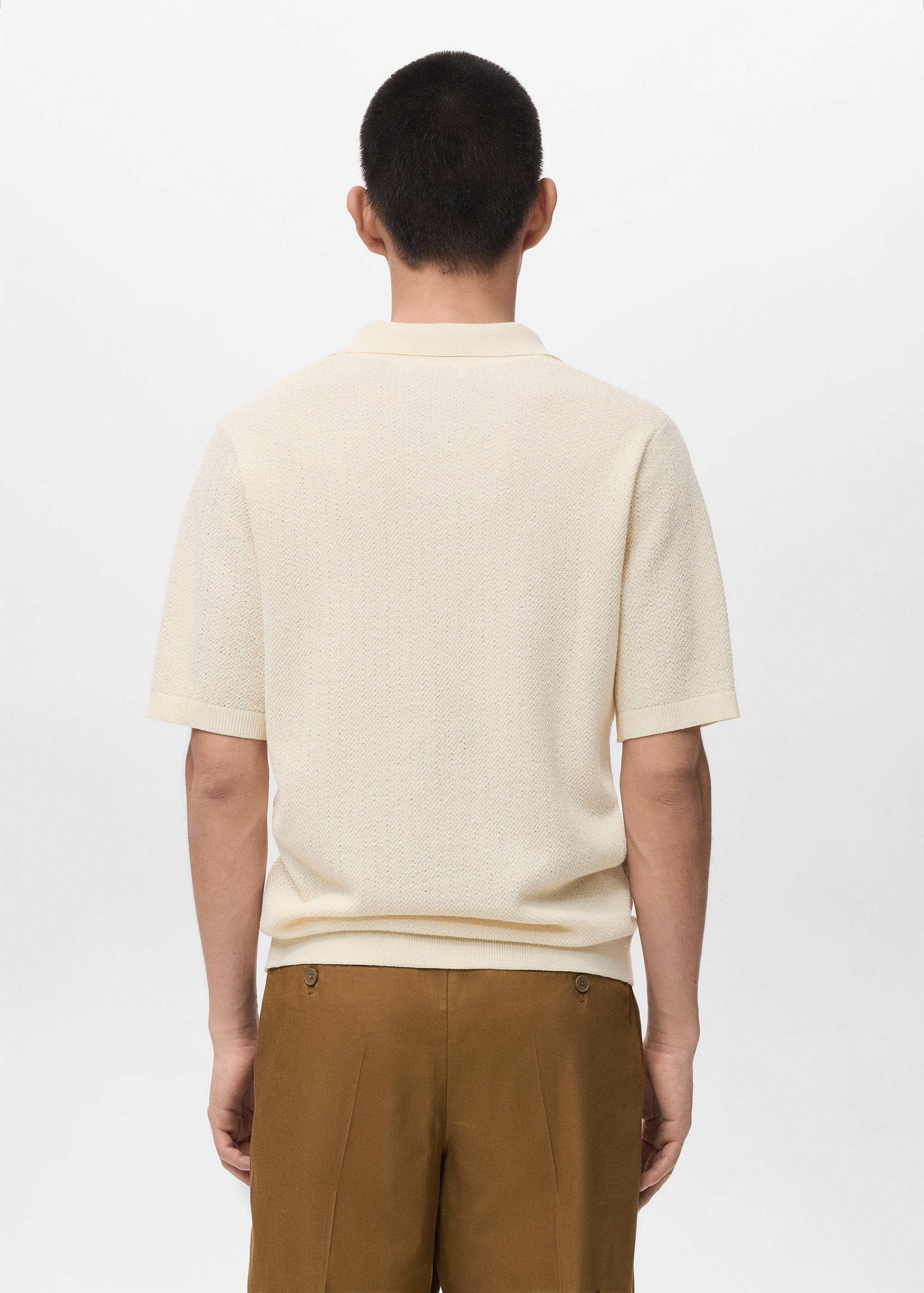 Short-sleeve knitted polo shirt - Reverse of the article