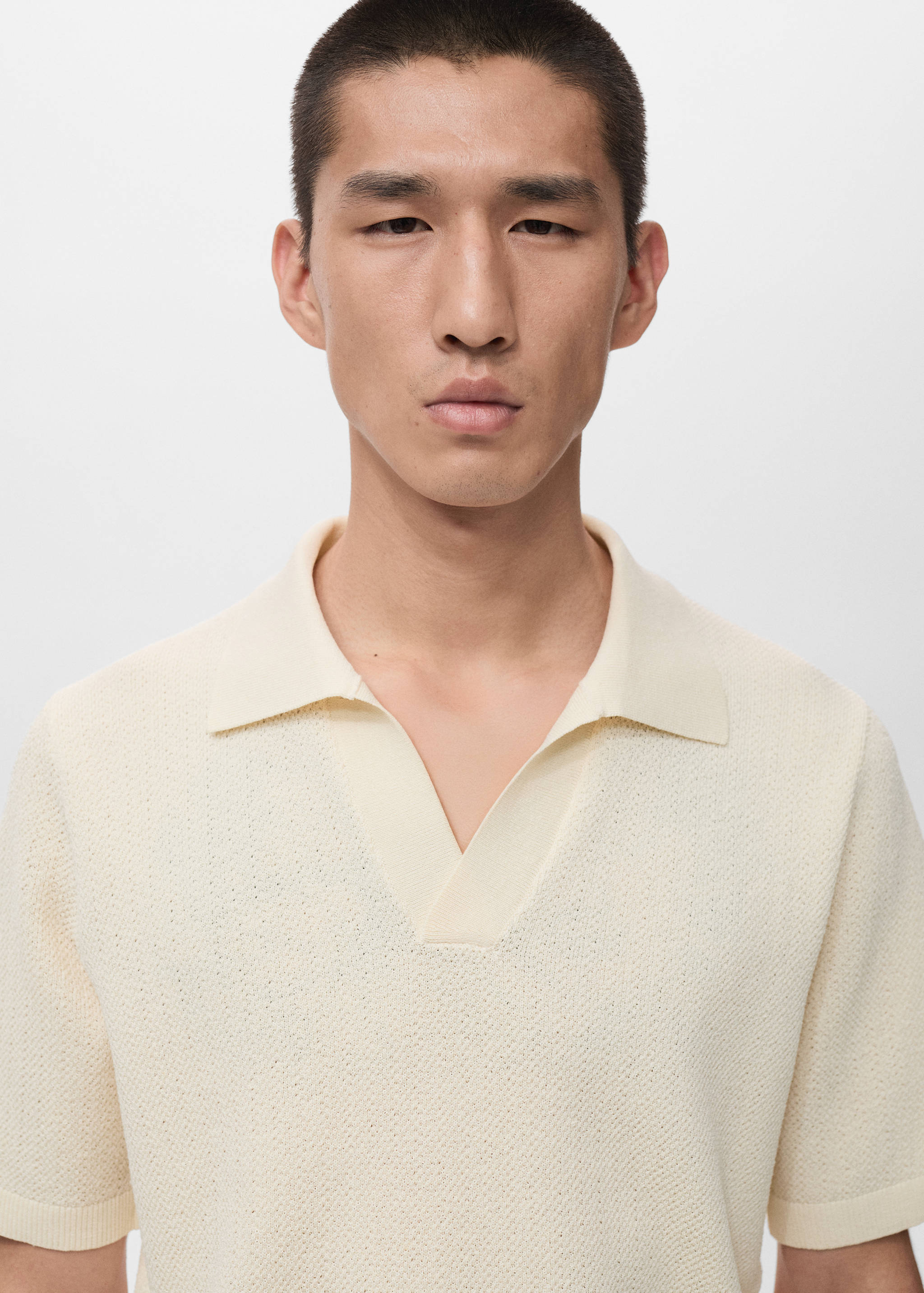 Short-sleeve knitted polo shirt - Details of the article 1