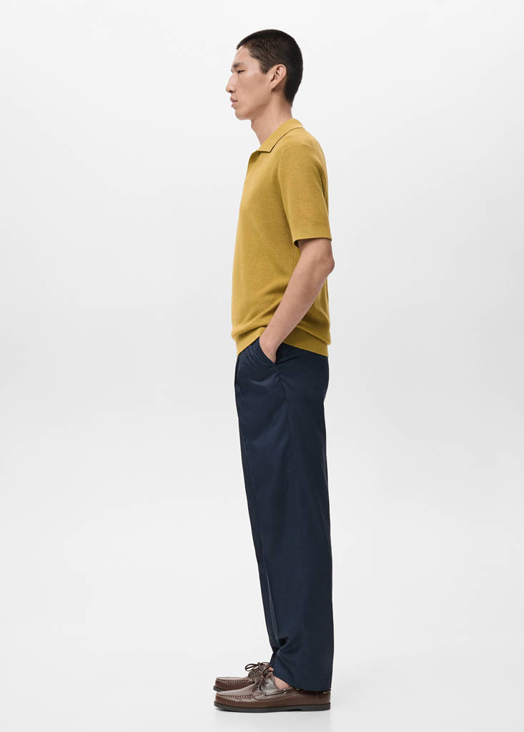 Structured cotton knitted polo shirt — Curry