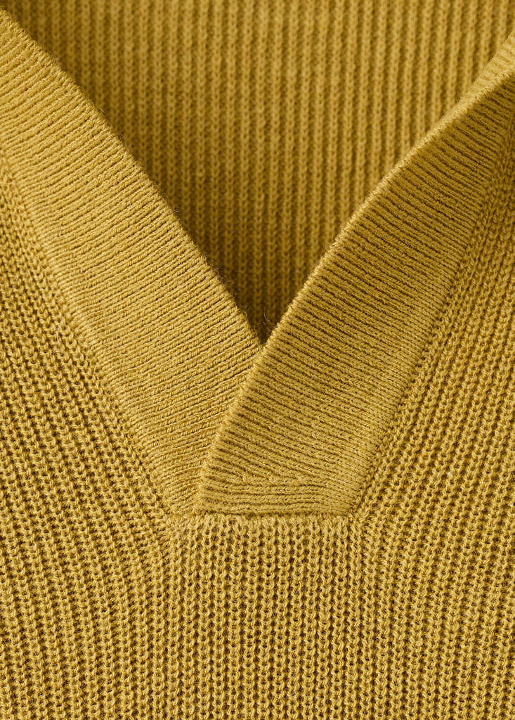 Structured cotton knitted polo shirt — Curry