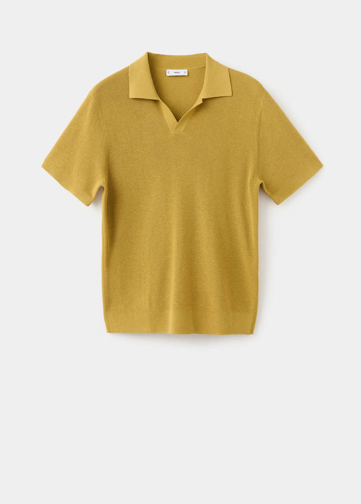 Structured cotton knitted polo shirt — Curry
