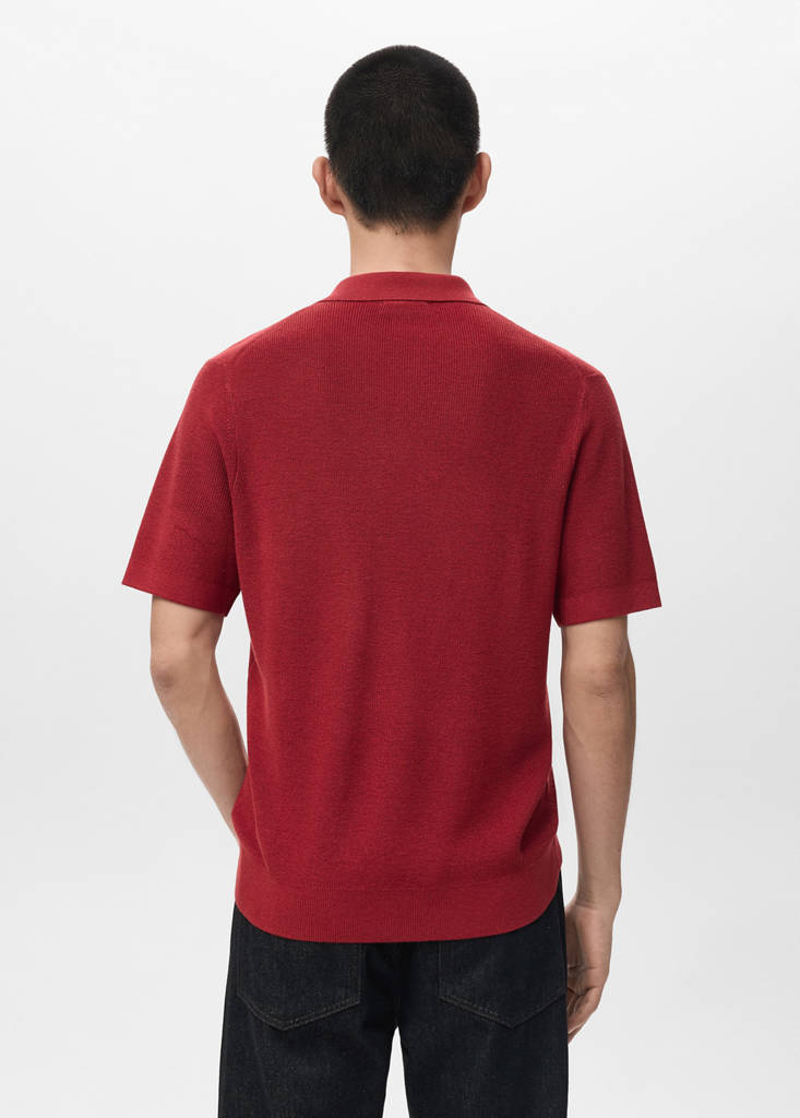 Structured cotton knitted polo shirt — Red