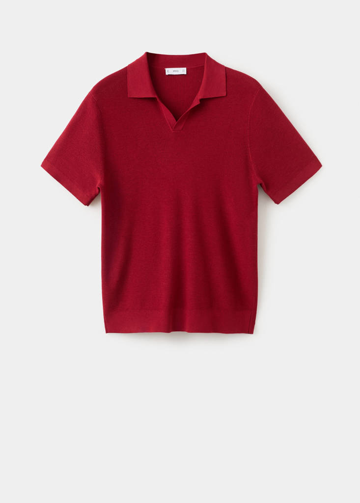 Structured cotton knitted polo shirt — Red