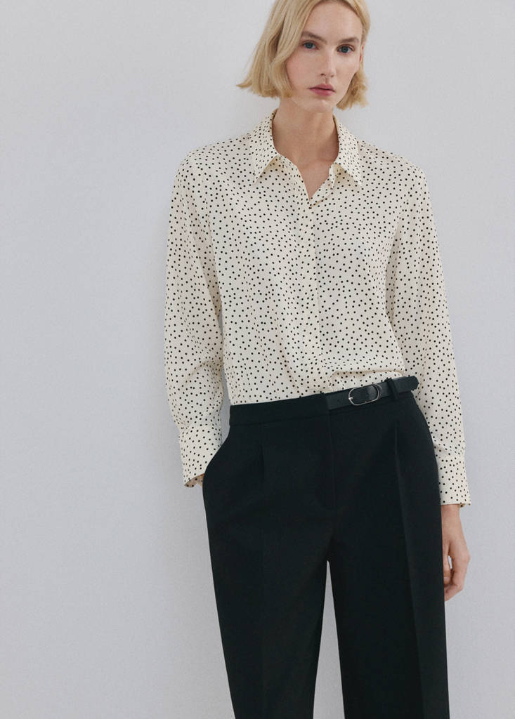 Printed straight shirt — Ecru