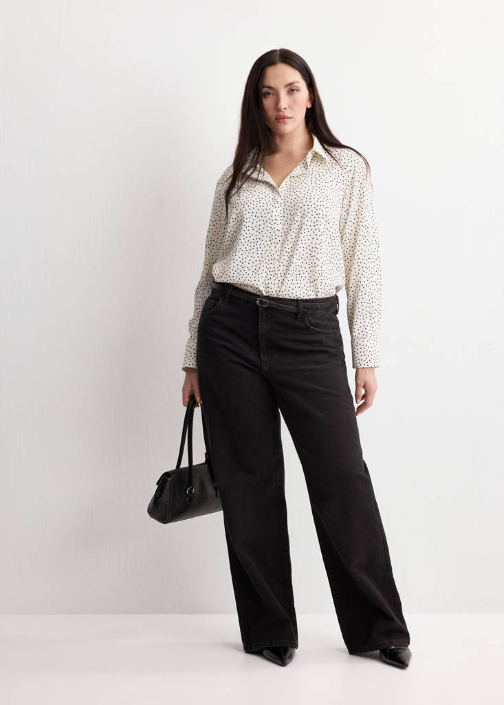Printed straight shirt — Ecru