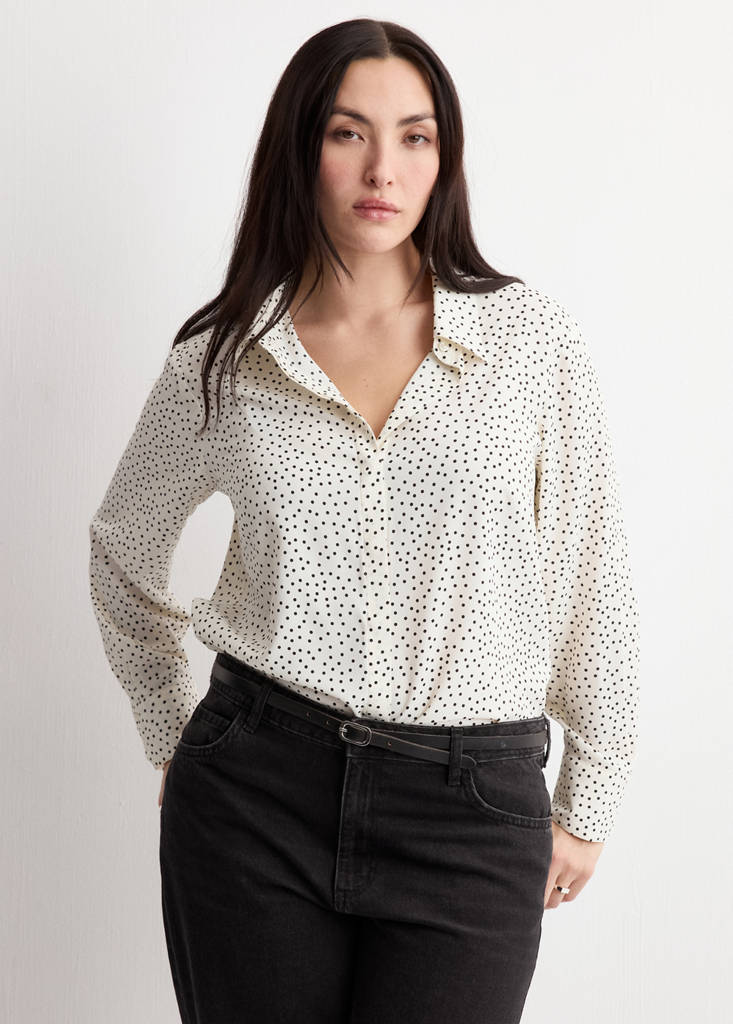Printed straight shirt — Ecru