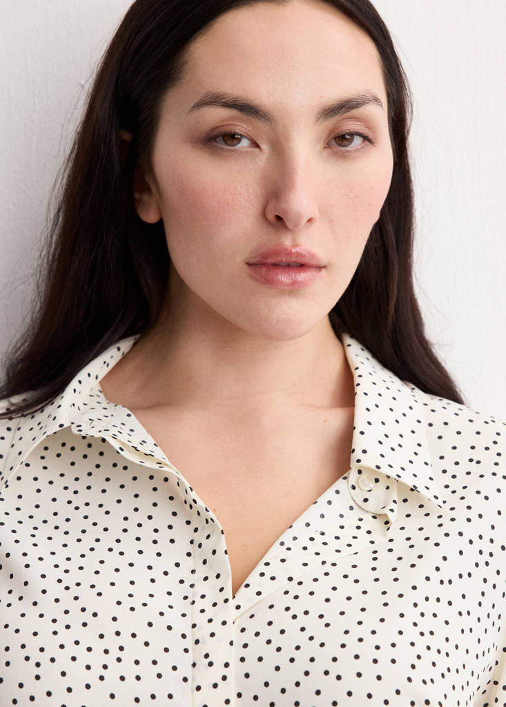 Printed straight shirt — Ecru