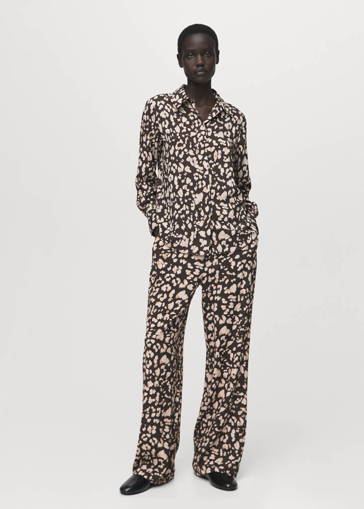 Printed straight shirt — Brown