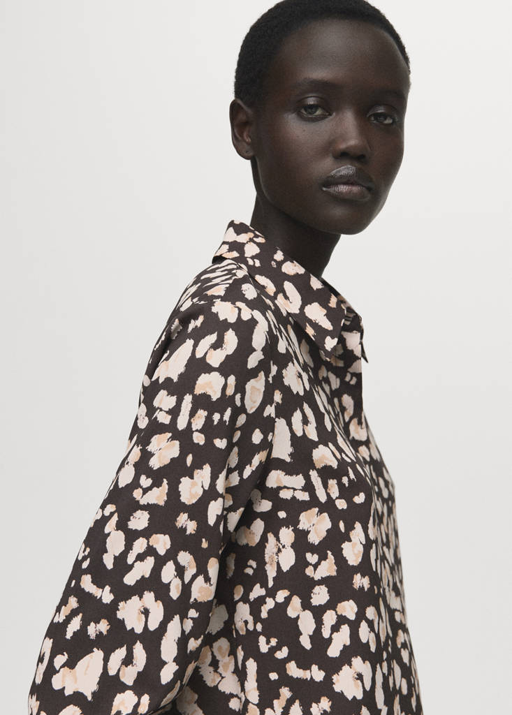 Printed straight shirt — Brown