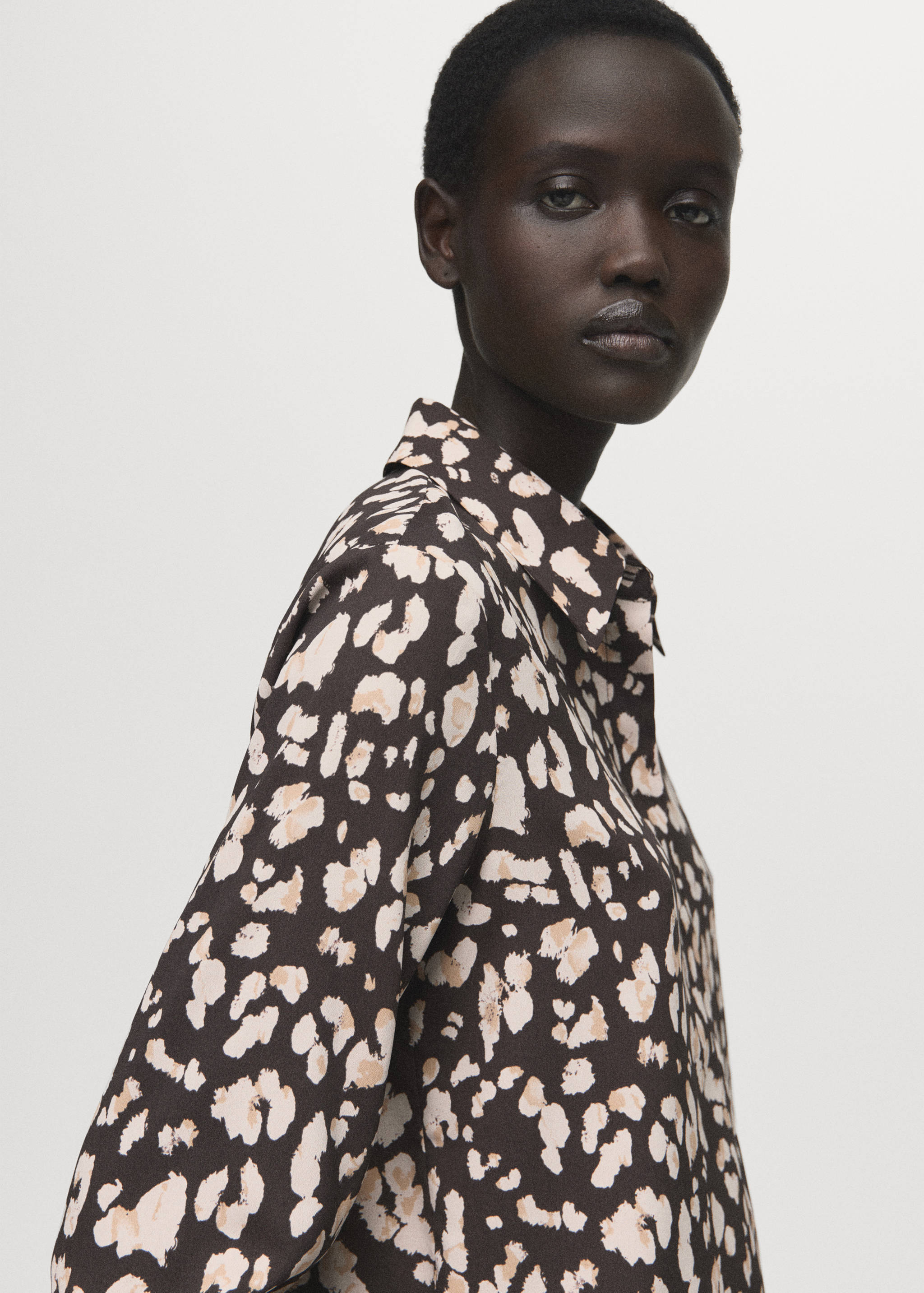 印花直筒衬衫 - null